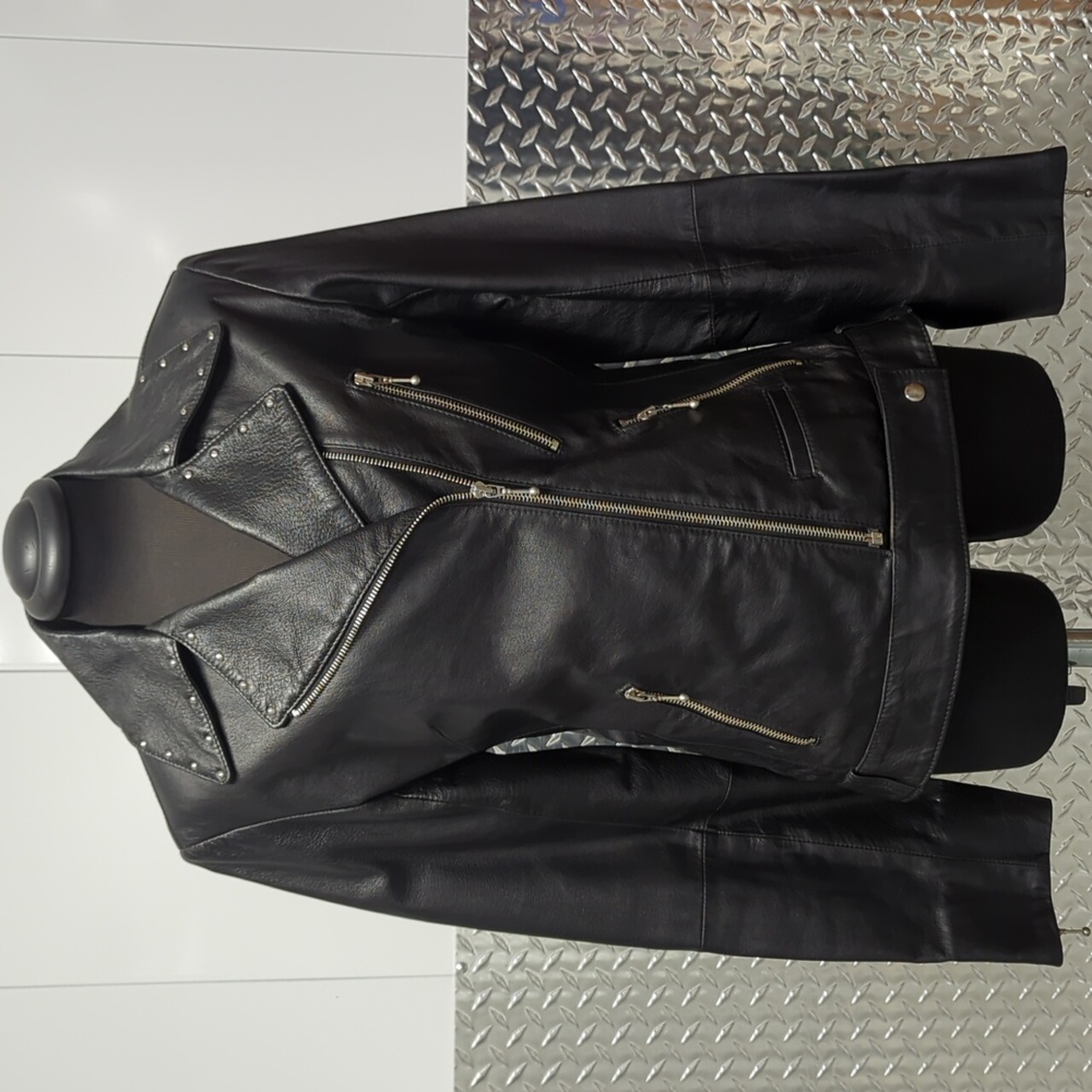 Jamonell vintage black genuine leather biker jacket